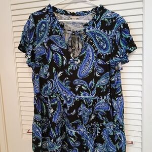 Avenue Blue and Black Paisley Blouse
